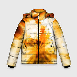 Куртка зимняя для мальчика Ярко-жёлтое свечение и пиксели, цвет: 3D-светло-серый