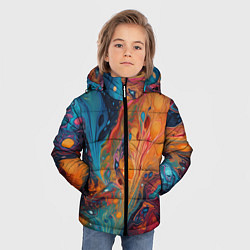Куртка зимняя для мальчика Яркие абстрактные разводы краски, цвет: 3D-черный — фото 2