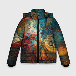 Куртка зимняя для мальчика Яркий флюид арт, цвет: 3D-черный