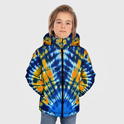 Куртка зимняя для мальчика Tie dye стиль хиппи, цвет: 3D-черный — фото 2