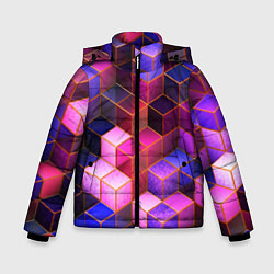 Куртка зимняя для мальчика Цветные кубики, цвет: 3D-черный