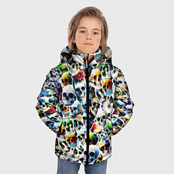 Куртка зимняя для мальчика Акварельные черепа, цвет: 3D-черный — фото 2