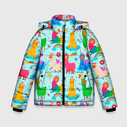 Куртка зимняя для мальчика Разноцветные ламы, цвет: 3D-красный