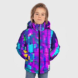 Куртка зимняя для мальчика Шестиугольники неонового цвета, цвет: 3D-черный — фото 2