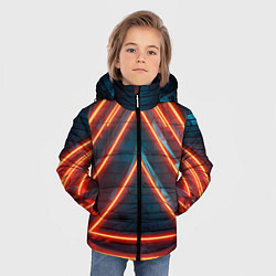 Куртка зимняя для мальчика Треугольные неоновые линии, цвет: 3D-светло-серый — фото 2