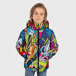 Куртка зимняя для мальчика Guitars - pop art pattern, цвет: 3D-черный — фото 2
