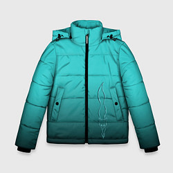 Куртка зимняя для мальчика Силуэт лисы на градиентном фоне, цвет: 3D-светло-серый