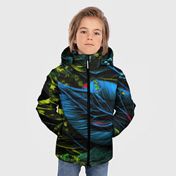 Куртка зимняя для мальчика Синий лист абстракция, цвет: 3D-красный — фото 2