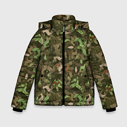Куртка зимняя для мальчика Олени и дубовые листья - камуфляж, цвет: 3D-черный