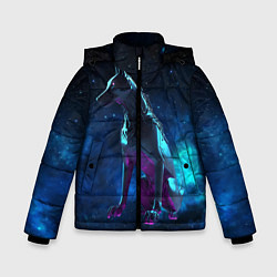 Куртка зимняя для мальчика Киберпанк Волк, цвет: 3D-светло-серый