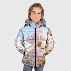 Куртка зимняя для мальчика Розовые цветы на фоне неба, цвет: 3D-красный — фото 2