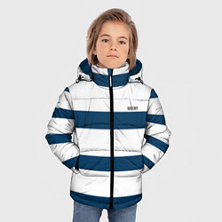 Куртка зимняя для мальчика Бело-синий полосатый узор, цвет: 3D-черный — фото 2