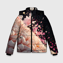 Куртка зимняя для мальчика Множество розовых цветов, цвет: 3D-черный