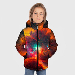 Куртка зимняя для мальчика Небула в космосе в оранжевых тонах - нейронная сет, цвет: 3D-светло-серый — фото 2