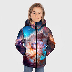 Куртка зимняя для мальчика Небула в космосе в голубо-розовых тонах - нейронна, цвет: 3D-светло-серый — фото 2