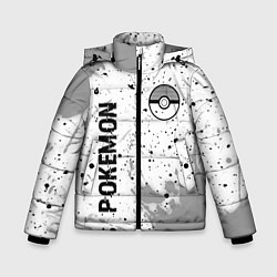 Куртка зимняя для мальчика Pokemon glitch на светлом фоне: надпись, символ, цвет: 3D-черный