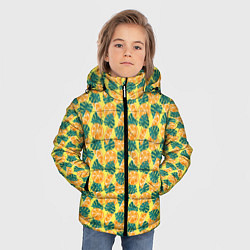 Куртка зимняя для мальчика Летний паттерн с апельсинами, цвет: 3D-черный — фото 2