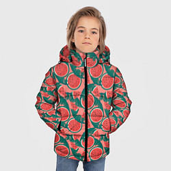 Куртка зимняя для мальчика Летний паттерн с арбузами, цвет: 3D-светло-серый — фото 2