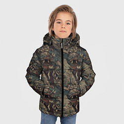 Куртка зимняя для мальчика Тёмный фон с элементами дракона, цвет: 3D-светло-серый — фото 2