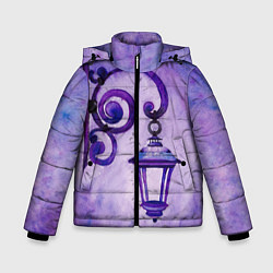 Куртка зимняя для мальчика Уличный фиолетовый фонарь, цвет: 3D-черный