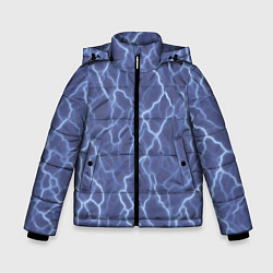 Куртка зимняя для мальчика Электрический разряд на голубом фоне, цвет: 3D-красный