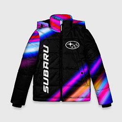 Куртка зимняя для мальчика Subaru speed lights, цвет: 3D-черный
