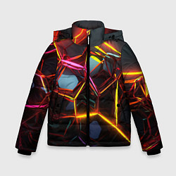 Куртка зимняя для мальчика Неоновые трубки абстракция, цвет: 3D-светло-серый