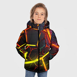Куртка зимняя для мальчика Неоновые трубки, цвет: 3D-черный — фото 2