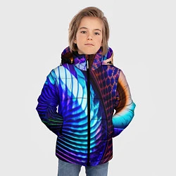 Куртка зимняя для мальчика Неоновый водоворот, цвет: 3D-светло-серый — фото 2
