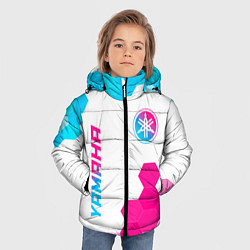 Куртка зимняя для мальчика Yamaha neon gradient style: надпись, символ, цвет: 3D-черный — фото 2