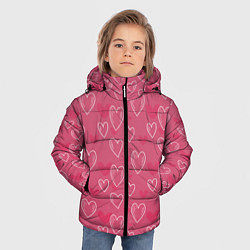 Куртка зимняя для мальчика Нарисованные сердца паттерн, цвет: 3D-черный — фото 2