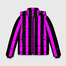 Куртка зимняя для мальчика В полоску черного и фиолетового цвета, цвет: 3D-черный