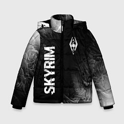 Куртка зимняя для мальчика Skyrim glitch на темном фоне: надпись, символ, цвет: 3D-черный