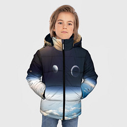 Куртка зимняя для мальчика Космос и планета Сатурн, цвет: 3D-светло-серый — фото 2