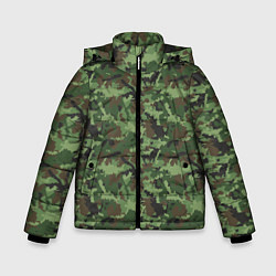 Куртка зимняя для мальчика Камуфляж зелёный, цвет: 3D-черный