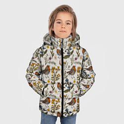 Куртка зимняя для мальчика Птицы малиновки и зверобой, цвет: 3D-черный — фото 2