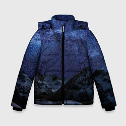 Куртка зимняя для мальчика Снежные горы и космос, цвет: 3D-светло-серый