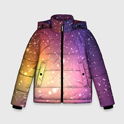 Куртка зимняя для мальчика Желто фиолетовое свечение и звезды, цвет: 3D-черный