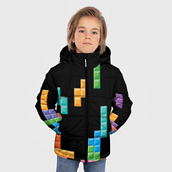 Куртка зимняя для мальчика Тетрис падающие блоки, цвет: 3D-красный — фото 2