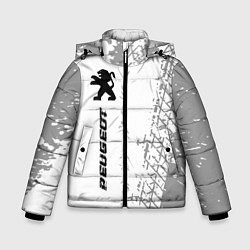 Куртка зимняя для мальчика Peugeot speed на светлом фоне со следами шин: по-в, цвет: 3D-черный