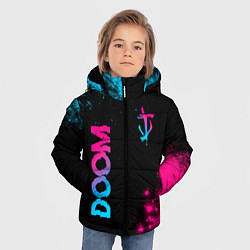 Куртка зимняя для мальчика Doom - neon gradient: надпись, символ, цвет: 3D-черный — фото 2