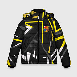 Куртка зимняя для мальчика ФК Барселона эмблема, цвет: 3D-черный