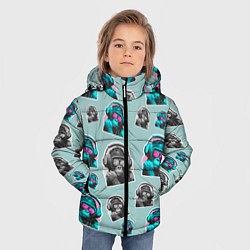 Куртка зимняя для мальчика Обезьяна меломан, цвет: 3D-светло-серый — фото 2