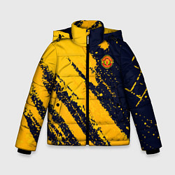 Куртка зимняя для мальчика ФК Манчестер Юнайтед эмблема, цвет: 3D-черный