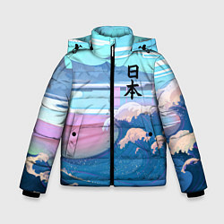 Куртка зимняя для мальчика Japan - landscape - waves, цвет: 3D-красный