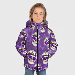 Куртка зимняя для мальчика Черепа и пальмы, цвет: 3D-светло-серый — фото 2