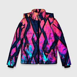 Куртка зимняя для мальчика Розово-голубые соты и разломы, цвет: 3D-светло-серый