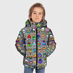 Куртка зимняя для мальчика Значки на скины Бравл Старс Brawl Серый градиент П, цвет: 3D-светло-серый — фото 2