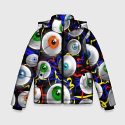 Куртка зимняя для мальчика Глазы, цвет: 3D-черный