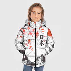Куртка зимняя для мальчика Цветущая сакура и солнце - Япония, цвет: 3D-светло-серый — фото 2